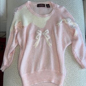 vintage coquette pink bow sweater